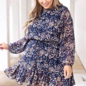 Petal Down Romper - Navy - 1X